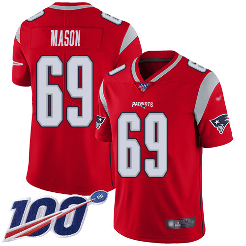 New England Patriots Football #69 100th Season Inverted Legend Limited Red Men Shaq Mason NFL Jersey